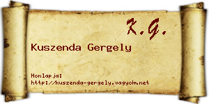 Kuszenda Gergely névjegykártya